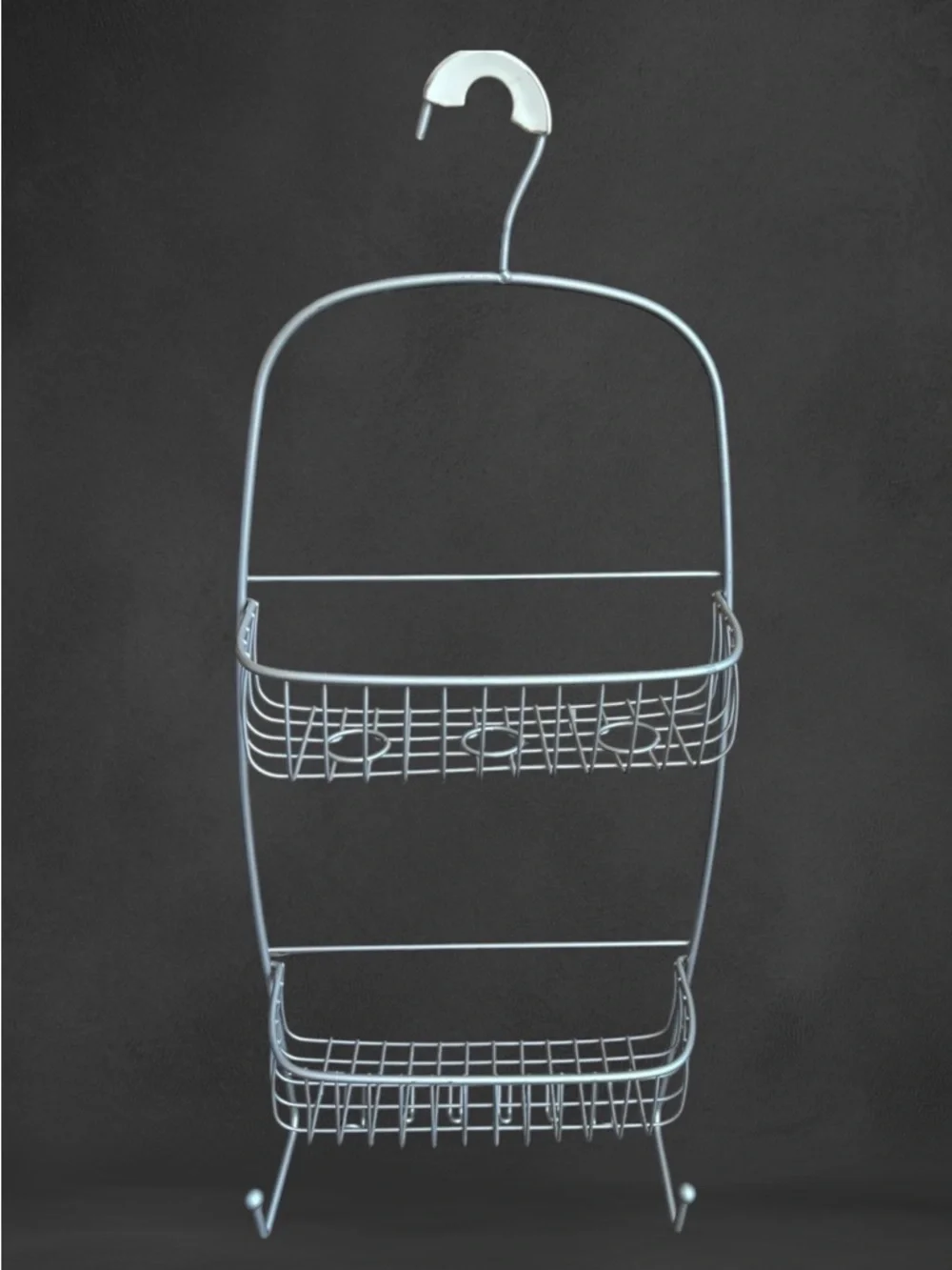 Interior Design Over-the-Shower Double-Tier Bath Caddy - Silver Grey